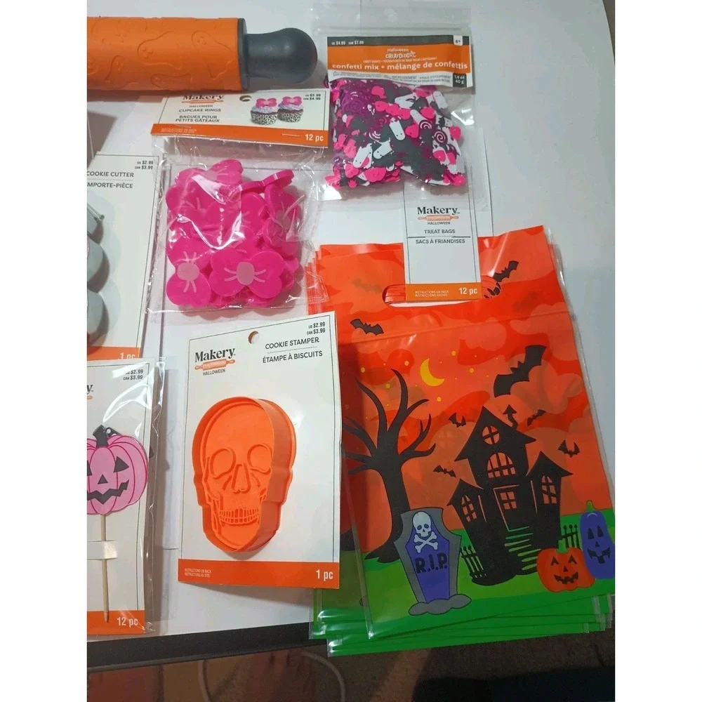 Lot of Halloween Makery Baking & Party Supplies - NIP - Rolling Pin, Cookie...